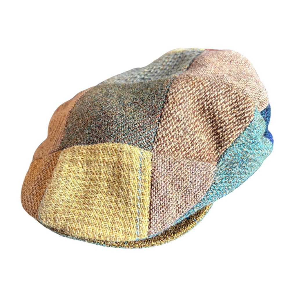 Vintage Hanna‎ Hats Irish Wool Newsboy Patchwork Tweed Hat Men's L